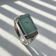 冰種藍水翡翠馬鞍戒指 925純銀 | 天然翡翠A貨 | 送禮