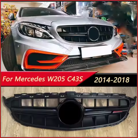 Grille For Mercedes C-Class W205 C180 C200 C250 C300 C350 C43 2014-2018 Front Bumper Grill Auto Raci