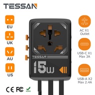 TESSAN Travel Plug Adapter Worldwide All In One With Usb Port Fast Charger, White Plug Adapter Travel to Europe USA Thailand Mexico, Worldwide Travel Plug Adapter