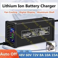 Lithium Charger 48V 60V 72V 5A 10A With Fan Auto Shutdown Aluminum Shell Lithium ion LiFePo4 Battery Charger For Electric Bikes E-Bikes Scooter Balance Bike Tricycle