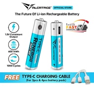 Alcatroz Renergii Li-Ion AA / AAA Rechargeable Battery | Huge Battery Capacity | Type C Charing Port