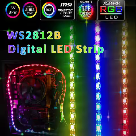 WS2812B Addressable RGB LED Strip 5V 3Pin Header PC 5050 ARGB Flexible Ribbon for Asus Aura Sync Col