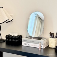 Makeup Mirror Small Household Makeup Mirror Bedroom Retro Dormitory Portable Light Luxury Iron Art S