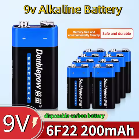 Doublepow 1-10pcs Disposable 9V 200mAh 6F22 Battery 9V6F22 Square Cell Multimeter Alarm Microphone C