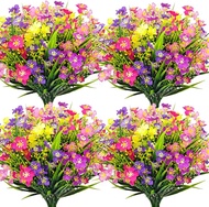 15 Bundles Artificial Flowers for Outdoors UV Resistant Plastic Fake Plant Silk Flower for Outside G