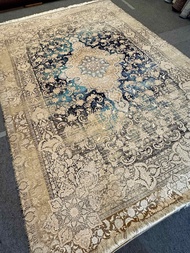 Elegant Persian Vintage Silk-on-Silk Rug | 2x3m Fine Quality | Hand & Machine Crafted | High-Density