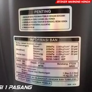 Printcut Warning Sticker Honda Motorcycle Warning Procedure Tire Information