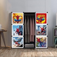 SPIDERMAN Black 9 cube Almari budak lelaki kanak2 lelaki rak rack kain baju hanger Wardrobe Cabinet Clothes