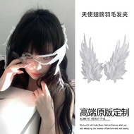 Angel Wings~Black White Feather Wings Hair Clip White Swan cos Black White Two-Color Headdress Wings