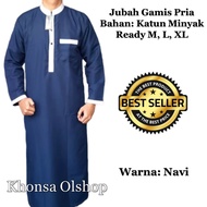 Jubah Gamis Pria Dewasa Muslim Motif List Garis Al-Hudan