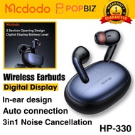 MCDODO ANC+ENC TWS WIRELESS BLUETOOTH V5.3 EARBUDS WITH DIGITAL DISPLAY STEREO EARPHONE [HP-330]