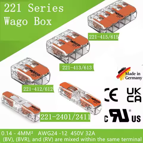 WAGO Per Box Connectors 221 series 221-412/413/415/612/613/615/422/423/425/482/483/485/682/683/685 2