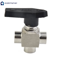 【EVERYTWT】3 Way Ball Valve 304 Stainless Steel BSPP Female Thread Valve For Water