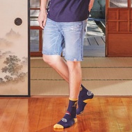 江戶勝 日系 男裝 富士山雲朵牛仔短褲(拔淺藍) #褲子#牛仔褲