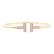 TIFFANY＆CO 18K玫瑰金T Wire Diamond Bangle鑽石手鐲