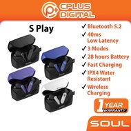SOUL S-PLAY True Wireless Earbuds Bluetooth 5.2 Low Latency 28 hours Battery Fast Charging Waterproo