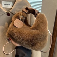 Premium Plush Bag Handbag Female Fashion Furry Portable Messenger Bag Furry Bag Sweet