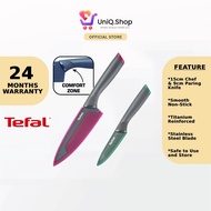 Tefal Fresh Kitchen Knives 2-PCS Set With Cover (Paring Knife 9cm + Chef Knife 15cm) | K122S2 Utensi