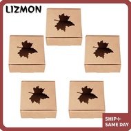 LIZMON 50 PCS Kraft Paper Packing Box, Brown Maple Leaf Cutout Design Kraft Paper Gift Box, Eco-Frie