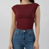 Women's Crop Top Boa Neck Jersey Premium Double Layers Sleeveless Top Camisole