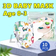 10pcs Baby Kids Children 3D 3 Ply Face Mask Disposable Age 0-3 Bayi 儿童口罩 （Non Medical Mask)