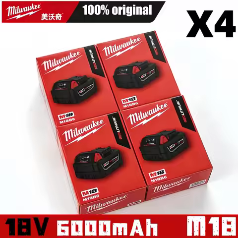 100% New Milwaukee M18 6.0Ah High Output Battery 18V Lithium-ion Rechargeable for Milwaukee M18 Cord