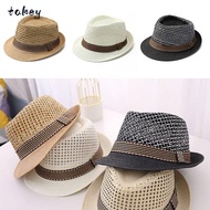 WITAK Sun Cap, Straw Short Brim Straw Fedora Hat, Outdoor Trilby Breathable Floral Hat Man