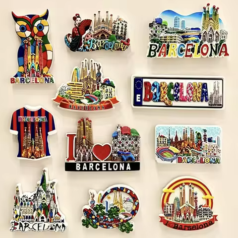 Barcelona 3D Fridge Magnets Souvenir Sagrada Familia Resin Handicraft Refrigerator Magnets Sticker C