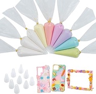 Decoden Cream Glue 9PCS Kit, Fake Whipped Cream, Fake Icing Frosting Whipped Clay with Piping Bags f
