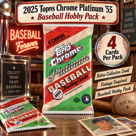 2025 Topps Chrome Platinum '55 Baseball Hobby Pack, 4 Cards Per Pack, Premium Sports Trading Cards f