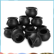12Pcs Mini Black Cauldron with Handle Halloween Mini Witch Cauldron Halloween Pot Candy Holder for H