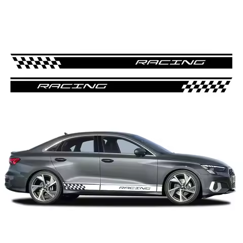 Car Racing Side Stripes Stickers Waterproof Vinyl Decals Accessories For Audi A3 8P 8V 8L 8Y S3 RS3 