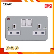 UMS 13A METAL CLAD DOUBLE SWITCH SOCKET OUTLET  (2213M)