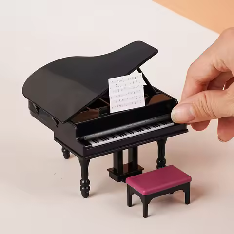 1PC Mini grand piano dollhouse simulation upright grand piano furniture model shooting props dollhou