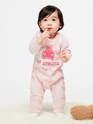 嬰兒裝|Logo純棉小熊印花長袖包屁衣/連身衣-粉紅色