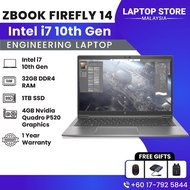 HP ZBook 14 Firefly i7 10th Gen 14" Engineering Laptop 32GB DDR4 3200Mhz RAM 1TB SSD M.2 Nvidia 4GB 