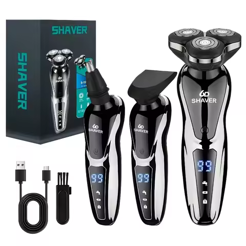 Electric Razor For Men, 3 In 1 Electric Shaver Nose Hair Trimmer USBRechargeable Portable Razor 3D F