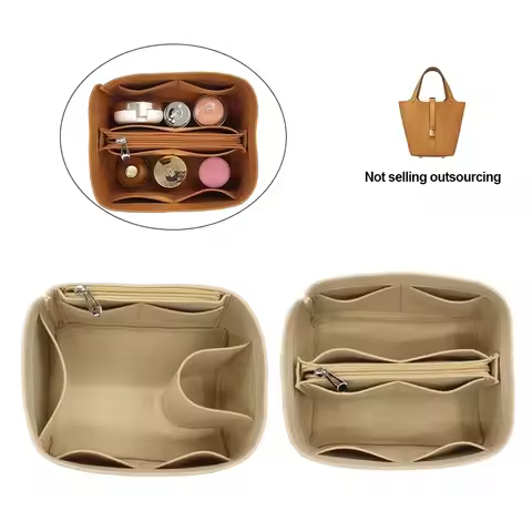Organizer Insert Bag Inner Storage Felt Purse Shaper Cosmetic Storage Insert Handbag With Zipper Fit