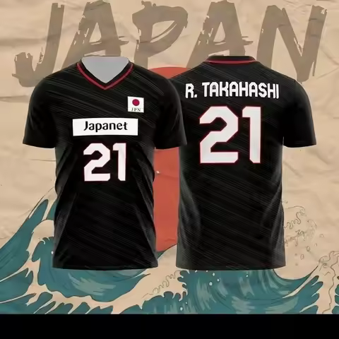Japan Volleyball Jersey Men Women Clothes R.Takahashi No.21 Ishikawa No.14 Sports Casual Breathable 