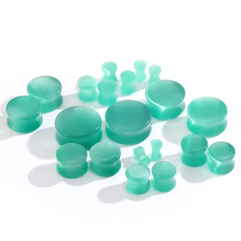 New Arrival Green Color Flesh Stone Ear Plugs and Tunnels Ear Gauges Women Men Double Flesh Flare Ea