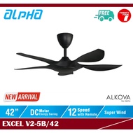 ALPHA Alkova - EXCEL V2-5B 42 / 56 Inch Ceiling Fan with 5 Blades (12 Speed Remote) EXCEL V2-5B/42 EXCEL V2-5B/56