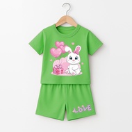 Jumbo Short Sleeve Love Rabbit Outfit for Girls G-2210