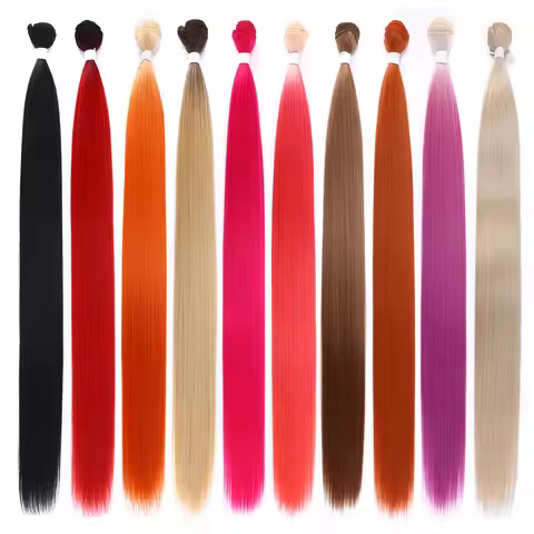 YunRong Bone Straight Hair Bundles 1B 30Inches Synthetic Weft Bulk For Women Straight Hair Full to E