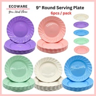 ECOWARE 6pcs 9" Serving Plate/ PP Plate/ Kenduri Plate/ Pinggan Plastik/ Kuah Pinggan Deep Plate 9in