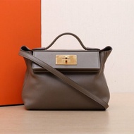 HERMES 2424Mini2118大象灰EC皮/Swift皮W刻金扣大象灰金扣18大象灰EC皮/Swift皮B刻金扣肩背包