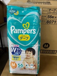 Pampers - (原箱優惠) 日本板幫寶適 紙尿片 新裝(超薄)乾爽 M中碼 (日本版) 56片 X 4 包 (平行進口)