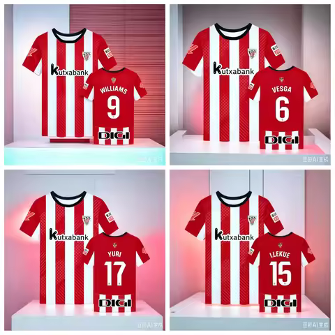 Hot Selling Spanish Style BILBAO Athletic Football Team 3D Printed Daily Football T-shirt Breathable