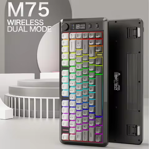M75 Display Screen Wireless Keyboard, Bluetooth Dual-mode, PBT Gradient Ball Cap, Gaming Keyboard