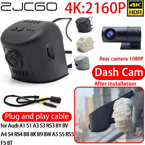 ZJCGO 4K DVR Dash Cam Wifi Front Rear Camera 24h Monitor for Audi A1 S1 A3 S3 RS3 8Y 8V A4 S4 RS4 B8