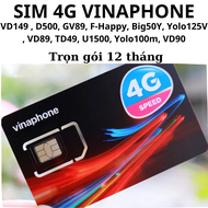 Sim Và Esim 4G Vinaphone Trọn Gói 12 tháng D500 TD49 BIG50Y U1500 VD149 F-HAPPY. Esim yêu cầu inbox 